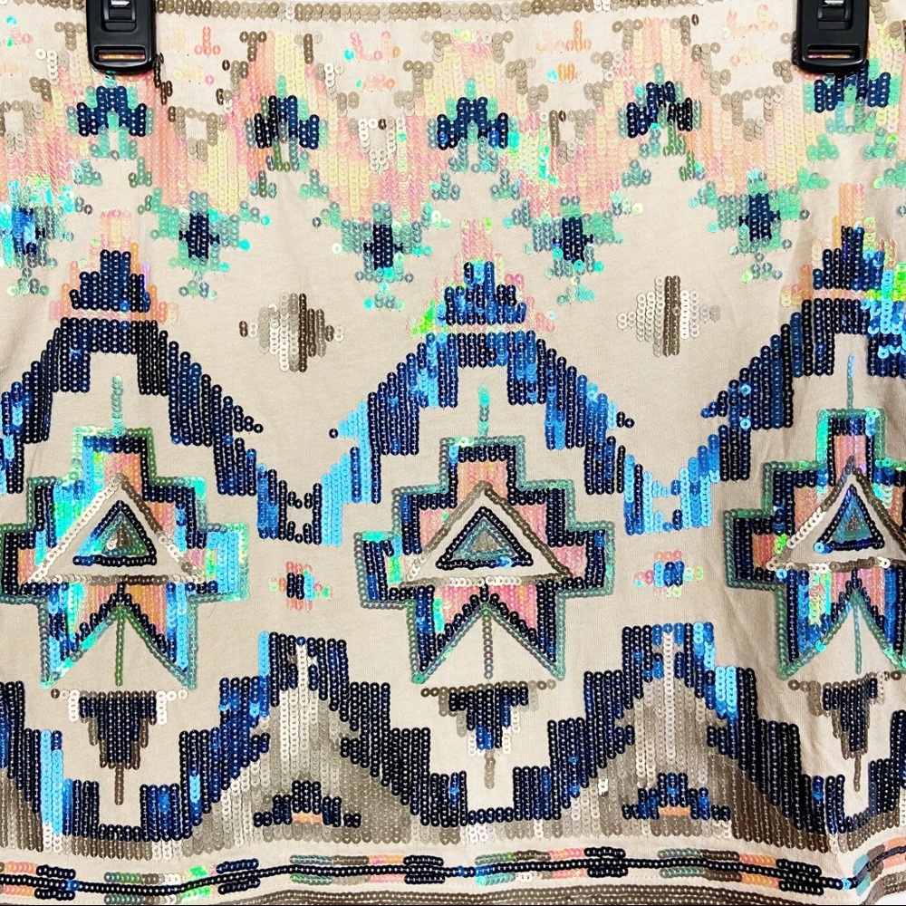 Express Iridescent Pattern Sequined Mini Skirt S - image 3